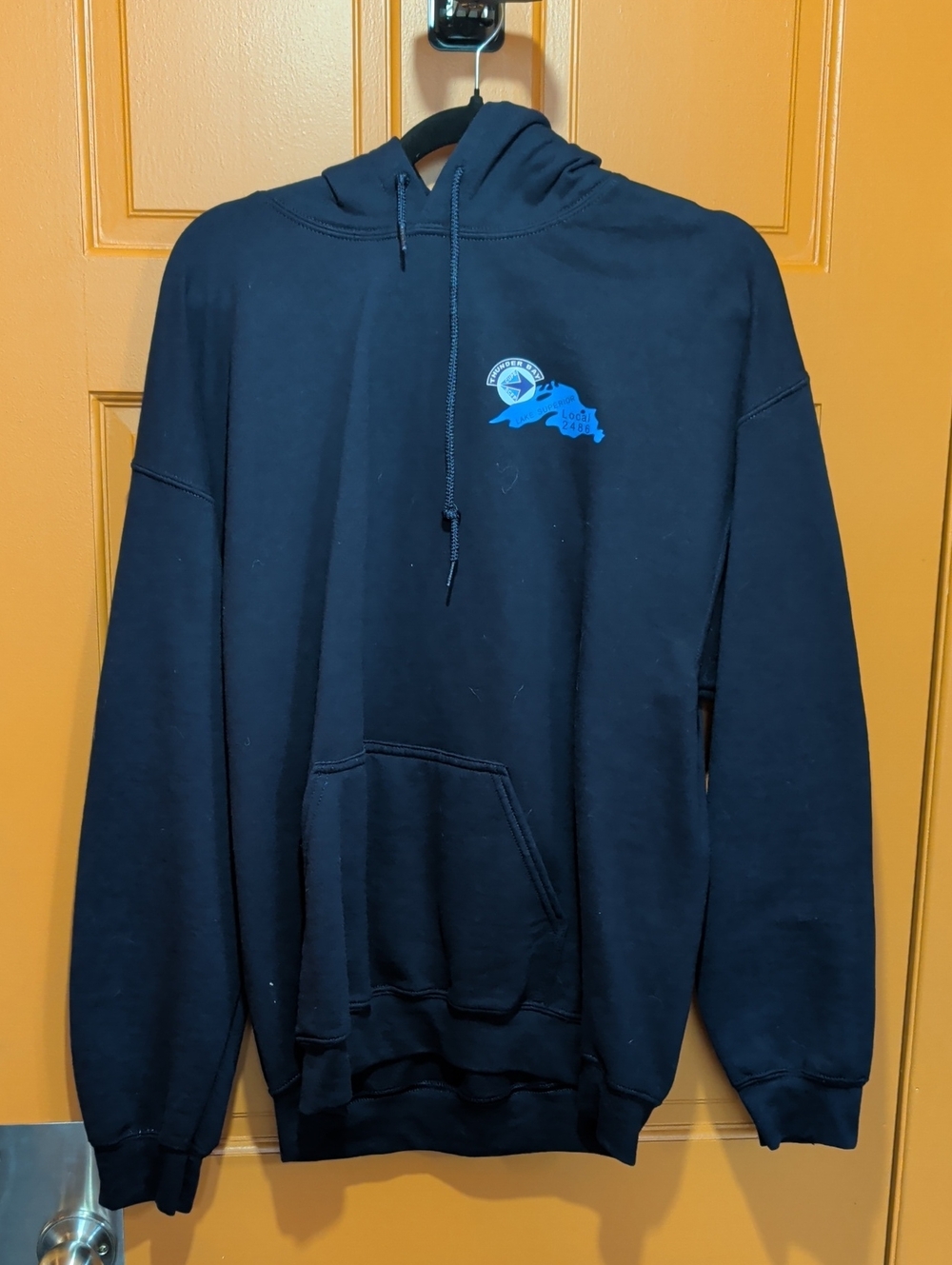 Men's Blue Hoodie with Blue Logo - Classic Pullover Sweatshirt